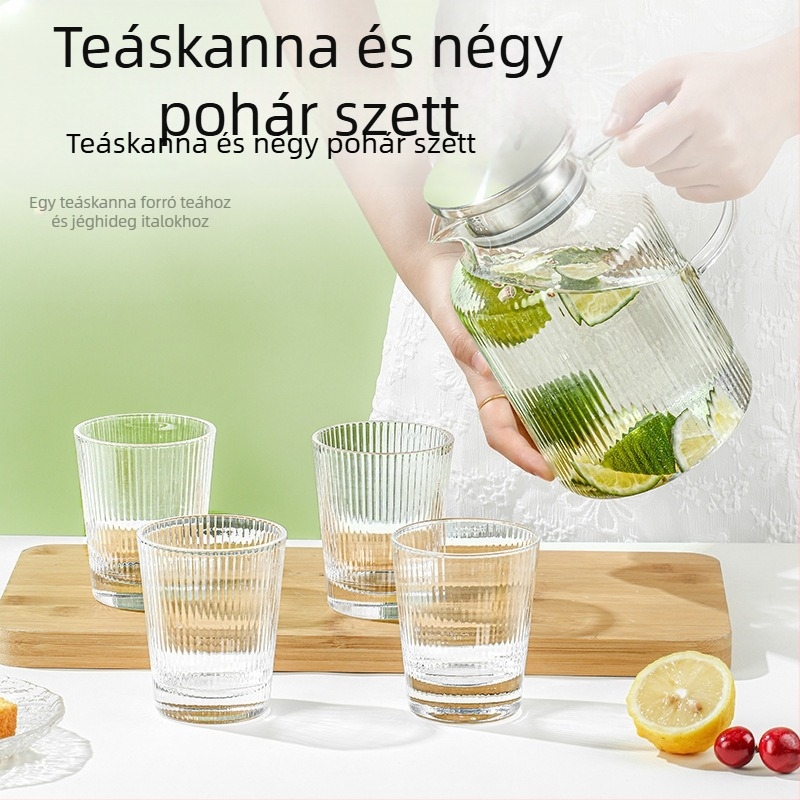 Üvegből készült hidegvíz-teáskanna készlet, könnyed luxus dizájn otthoni használatra, nagy kapacitás, hőálló, teafőzéshez