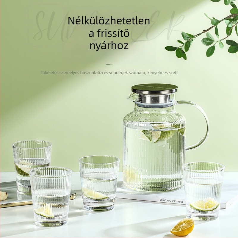 Üvegből készült hidegvíz-teáskanna készlet, könnyed luxus dizájn otthoni használatra, nagy kapacitás, hőálló, teafőzéshez