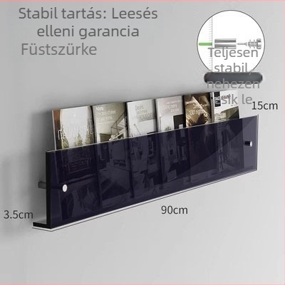 Akrilból készült ultra vékony falra szerelhető magazin- és kiállító polc, átlátszó tároló