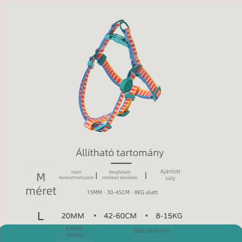 Mellény-stílusú kutyahám kis- és közepes méretű kutyáknak, pórázzal