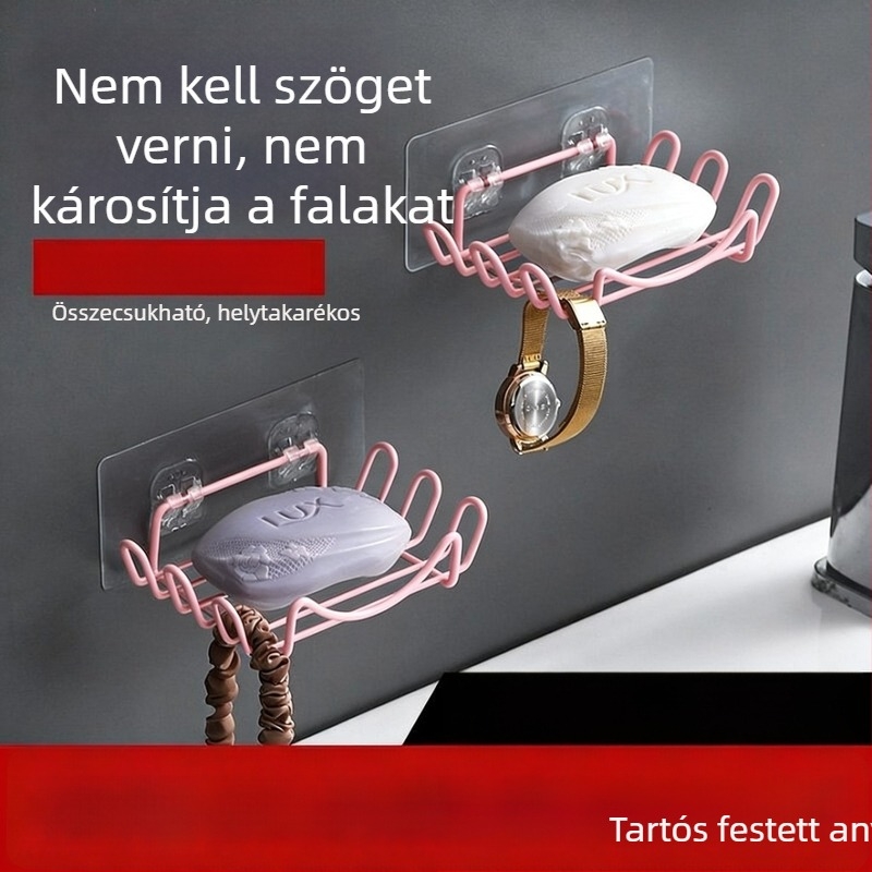 Csavarozás nélküli rozsdamentes acél szappantartó leeresztéssel a fürdőszobába