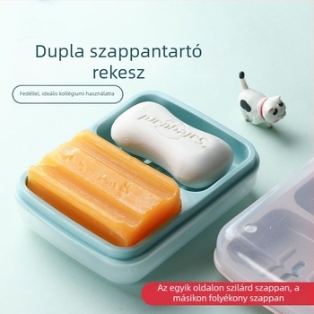 Kétszintes, integrált szappan tál csöpögtetővel és fedéllel, diákszállókhoz