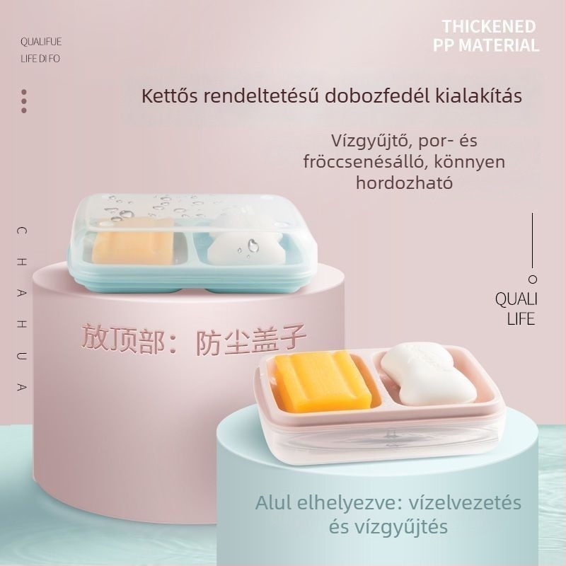 Kétszintes, integrált szappan tál csöpögtetővel és fedéllel, diákszállókhoz