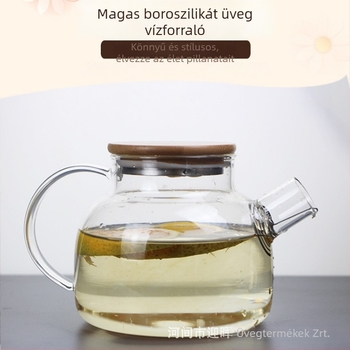 Hidegvíz-kanna boroszilikát üvegből, áttetsző gyümölcstea-kanna, hőálló üveg, bambusz fedél acél kerettel