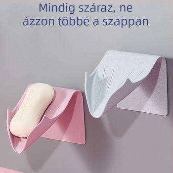 Falra szerelhető szappontartó lefolyóval, fürdőszobába, fúrás nélkül