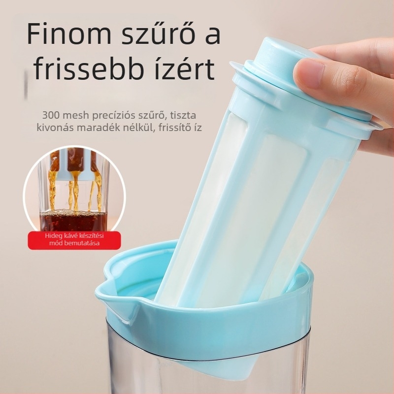 Fedéllel ellátott szűrős hidegvizes kancsó, élelmiszer-minőségű, nagy kapacitású hideg teázáshoz és infúzióhoz, hőálló.