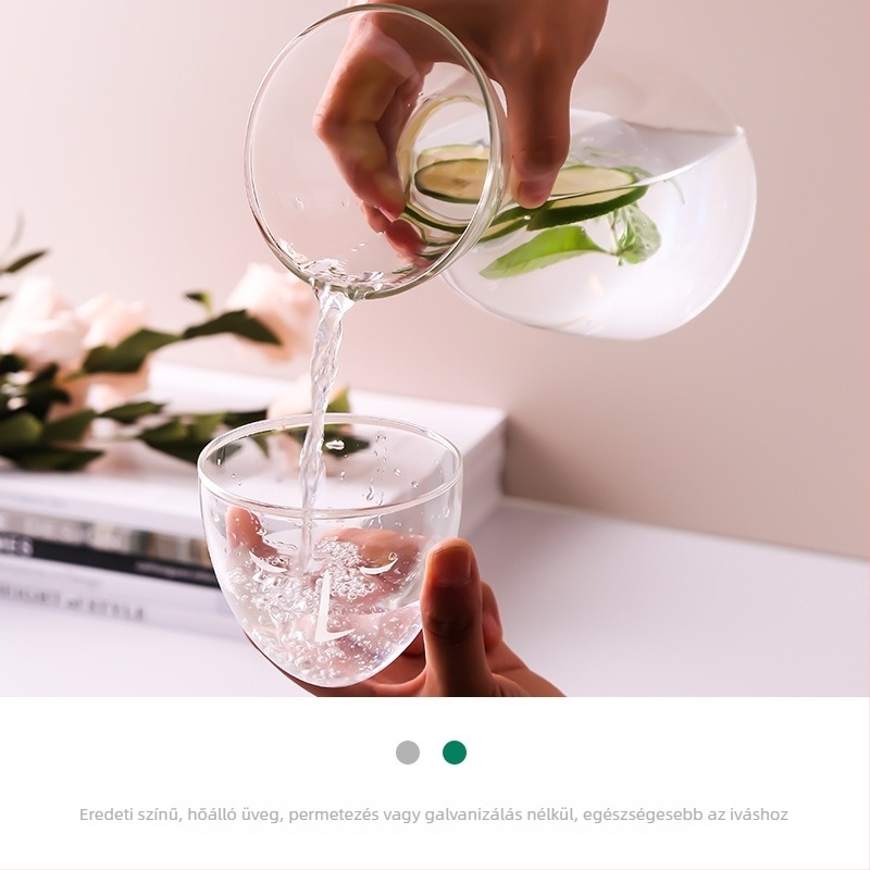 Kreatív, színes, átlátszó, hőálló üveg hidegvíz-kanna és pohár készlet
