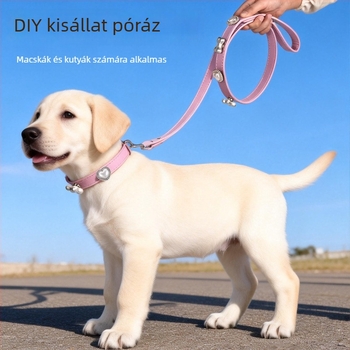 Poliészterből készült kutyapóráz és nyakörv készlet közepes és nagy testű kutyáknak, corgi és kisebb testű fajták számára.