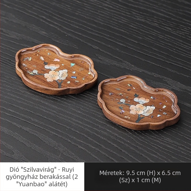 Diófából készült teáscsésze alátét és teás tálca, kompakt kínai retro stílusú tömörfa teáskanna tartóval és csepegtető tálcával, otthoni teafelszerelés.