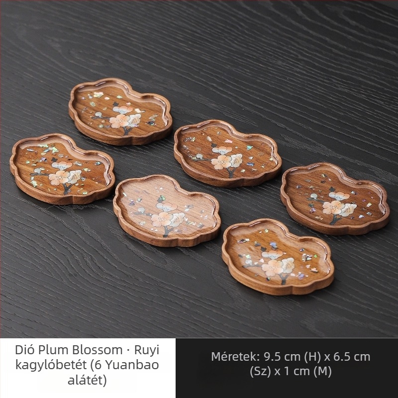 Diófából készült teáscsésze alátét és teás tálca, kompakt kínai retro stílusú tömörfa teáskanna tartóval és csepegtető tálcával, otthoni teafelszerelés.