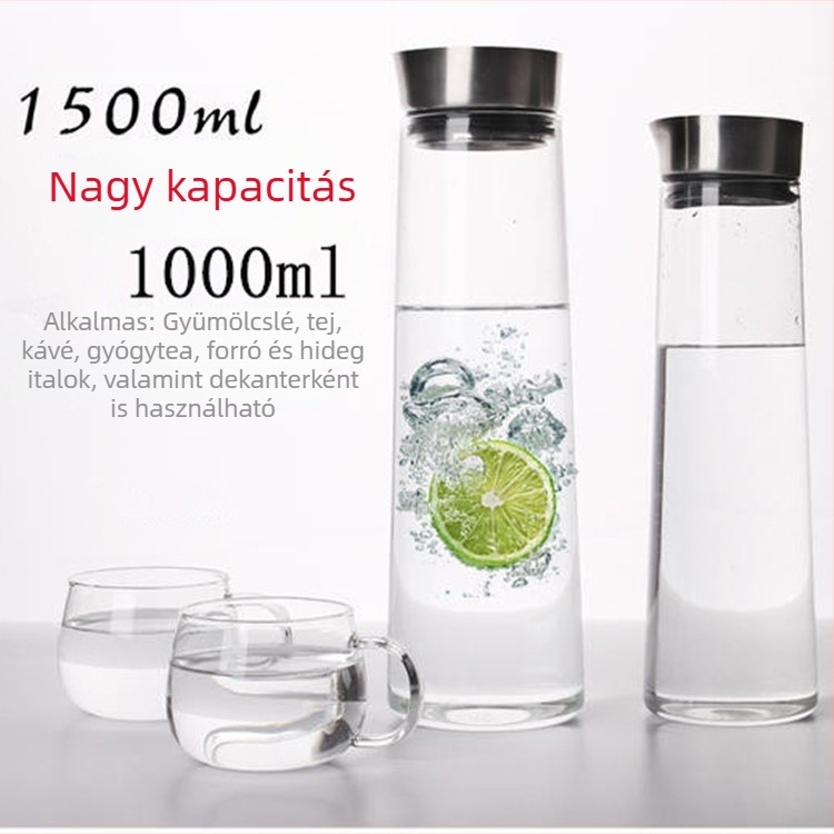Háztartási boroszilikát üvegből készült hidegvíz kanna, nagy kapacitású, átlátszó