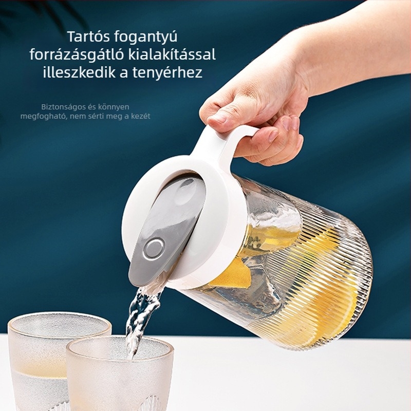 Függőleges csíkos üvegből készült hidegvíz-kancsó, öt részes készlet citromteához, elegáns, minimalistikus kialakítás