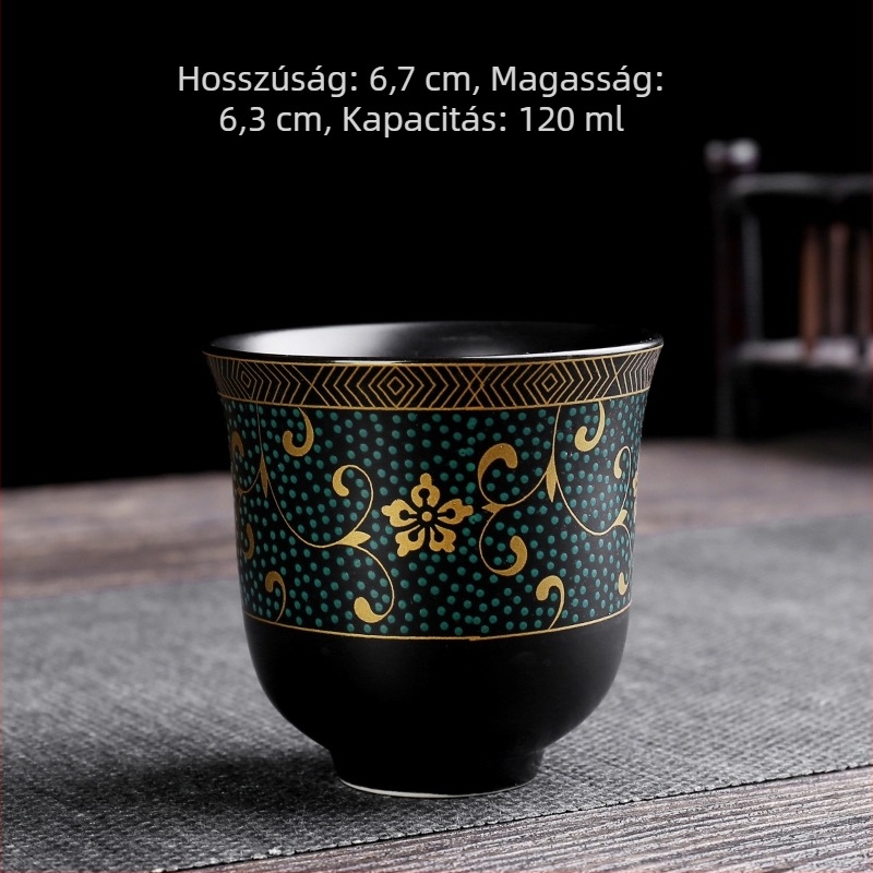 Egypoharas kerámia teáscsésze kemencés glazúrral, retro stílusú személyes teáscsésze, kis boros pohár otthonra