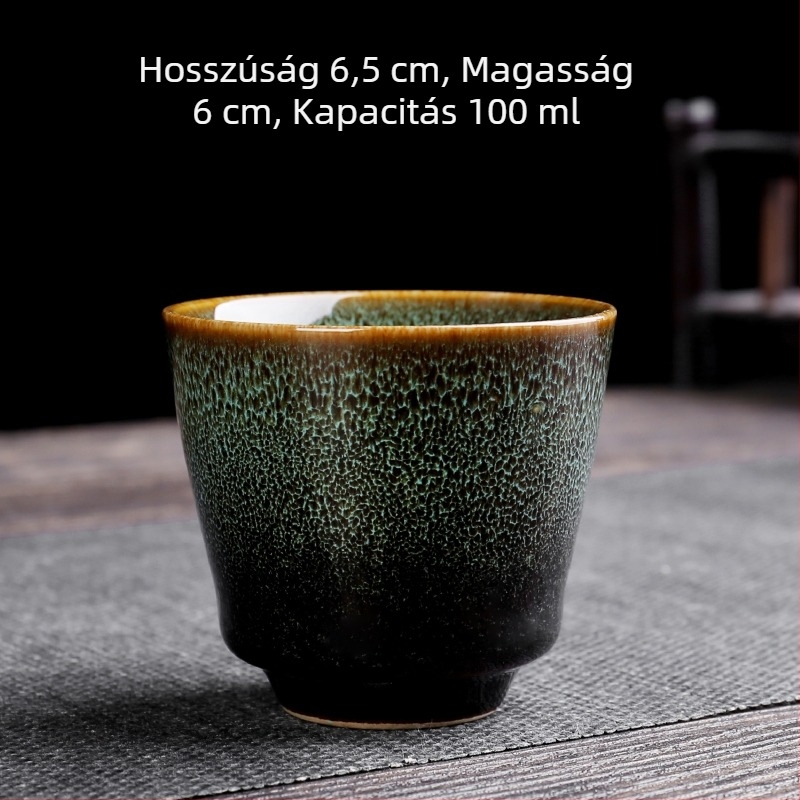 Egypoharas kerámia teáscsésze kemencés glazúrral, retro stílusú személyes teáscsésze, kis boros pohár otthonra