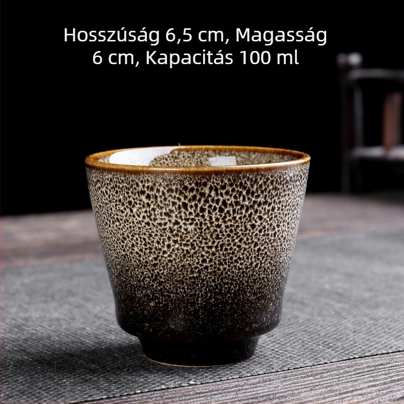 Egypoharas kerámia teáscsésze kemencés glazúrral, retro stílusú személyes teáscsésze, kis boros pohár otthonra