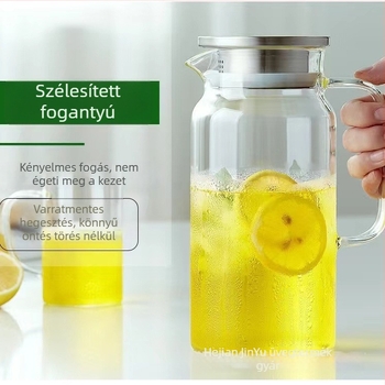 Hőálló üveg kancsó szűrővel, nagy kapacitású, otthoni és éttermi használatra