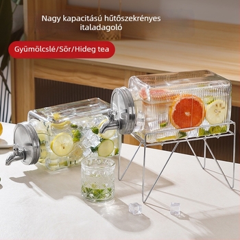 Üvegből készült hideg víz kanna csappal, italadagoló, nagy kapacitású gyümölcstea tartály
