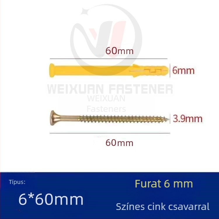 Műanyag expanziós csavarok, dübelek és csövek M6/M8/M10