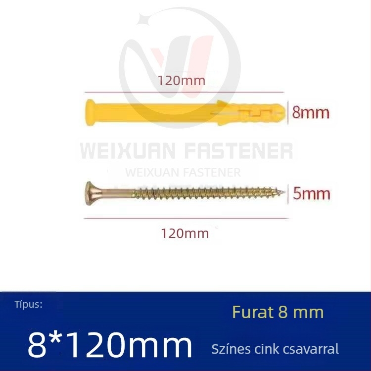Műanyag expanziós csavarok, dübelek és csövek M6/M8/M10