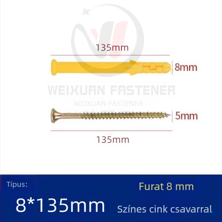 Műanyag expanziós csavarok, dübelek és csövek M6/M8/M10