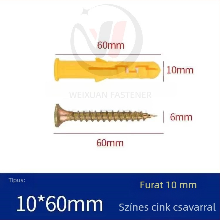 Műanyag expanziós csavarok, dübelek és csövek M6/M8/M10