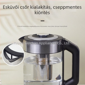Színes üvegű elektromos vízforraló, boroszilikát üveg, 1,7 literes kapacitás, otthoni használatra