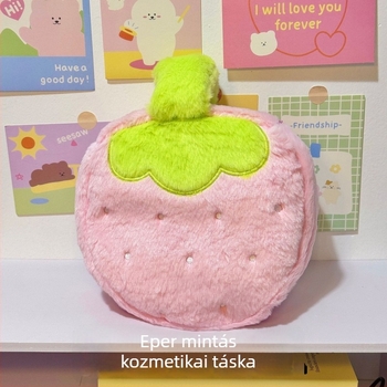 Eper mintás kozmetikai táska, nagy kapacitású, utazáshoz hordozható sminktároló