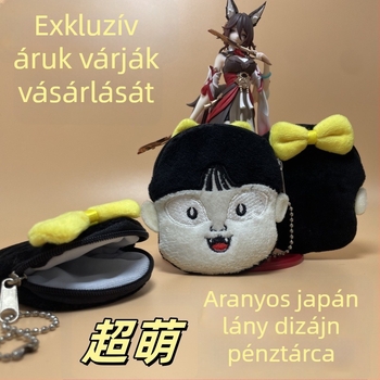 Púpos plüss érme-táska japán–koreai anime-stílusú lány dizájnnal és medállal