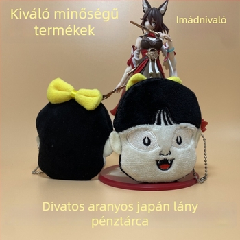 Púpos plüss érme-táska japán–koreai anime-stílusú lány dizájnnal és medállal
