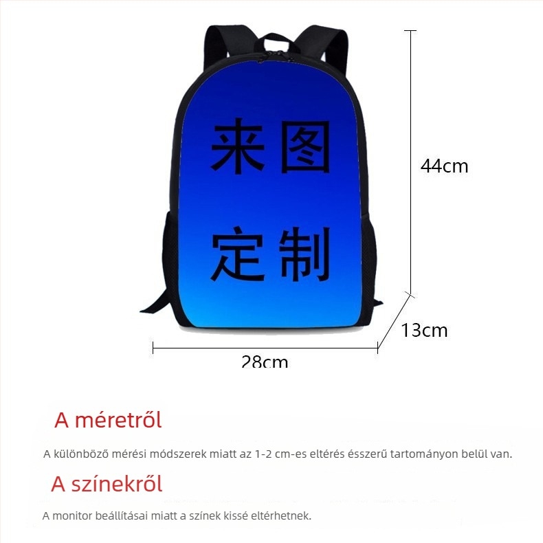 Nagy kapacitású nylon iskolatáska, 44 cm, általános és középiskolások számára, légáteresztő hátlap és ívelt vállpántok.