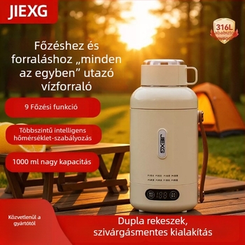 Jiexg 1L elektromos vízforraló, hordozható, felforralja a vizet és melegen tartja