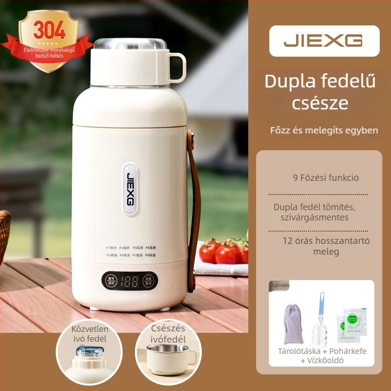 Jiexg 1L elektromos vízforraló, hordozható, felforralja a vizet és melegen tartja