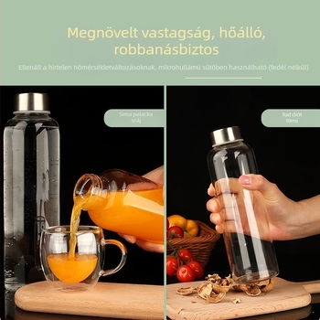 Magas boroszilikát-üveg, hordozható infúziós üveg rozsdamentes acél fedéllel, átlátszó (300–1000 ml)