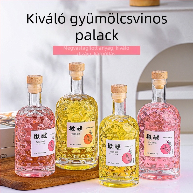 Átlátszó üveg gyümölcsboros üveg, 500 ml, üres és zárható, otthoni használatra, különféle fedél opciókkal