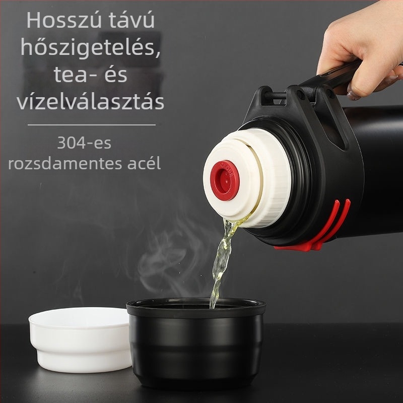 304 rozsdamentes acél termosz kültéri használatra, nagy kapacitású, utazó termosz férfiaknak autóhoz, logóval