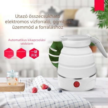 Összecsukható utazó szilikonból készült elektromos teáskanna, 0,6 L, automatikus kikapcsolás
