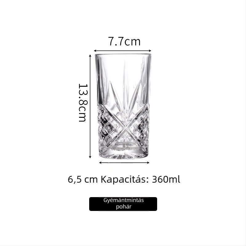 Retro gravírozott üvegpohár jeges lattehoz, gyümölcslevekhez és koktélokhoz
