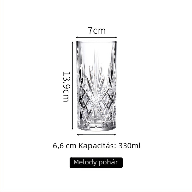 Retro gravírozott üvegpohár jeges lattehoz, gyümölcslevekhez és koktélokhoz
