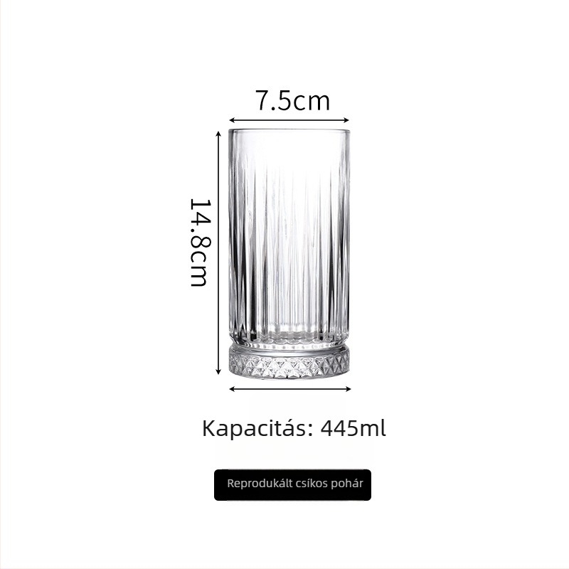 Retro gravírozott üvegpohár jeges lattehoz, gyümölcslevekhez és koktélokhoz