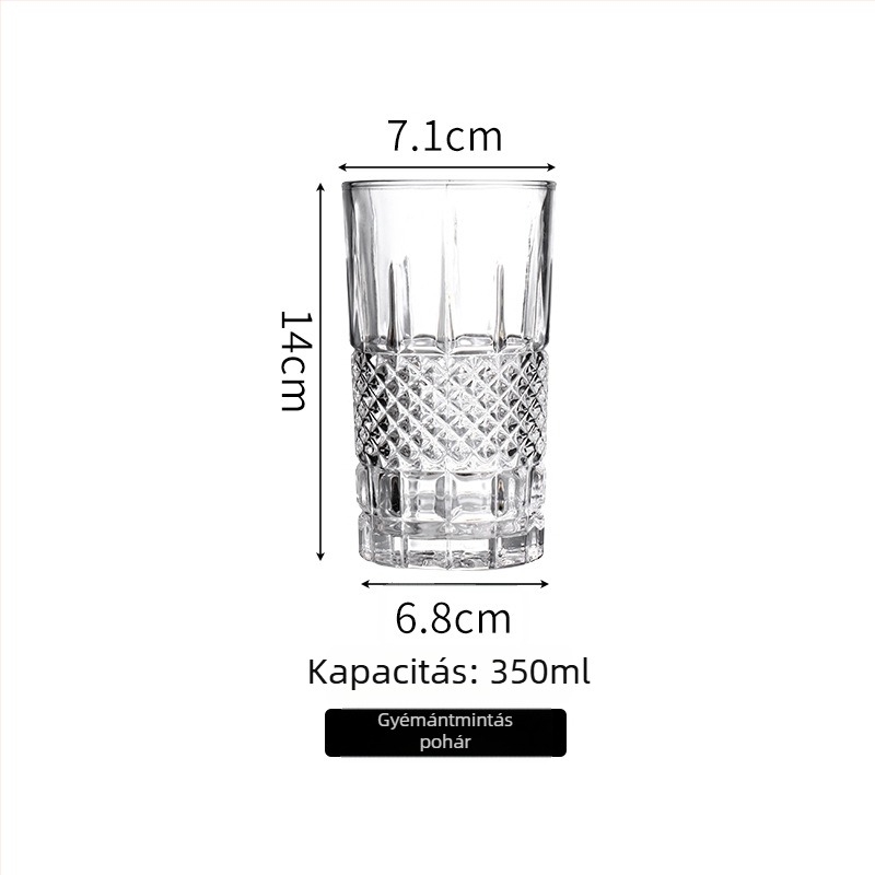 Retro gravírozott üvegpohár jeges lattehoz, gyümölcslevekhez és koktélokhoz