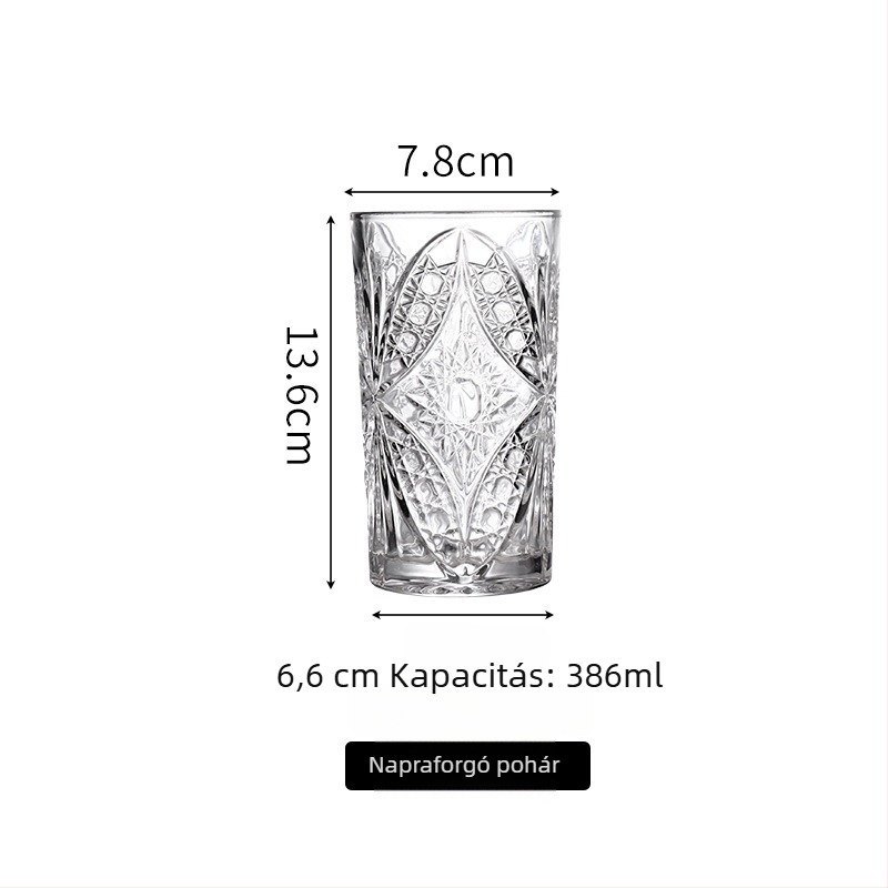 Retro gravírozott üvegpohár jeges lattehoz, gyümölcslevekhez és koktélokhoz