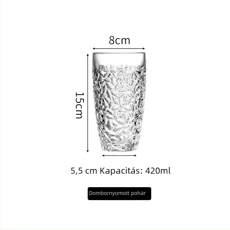 Retro gravírozott üvegpohár jeges lattehoz, gyümölcslevekhez és koktélokhoz