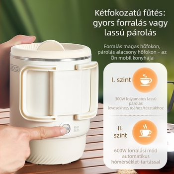 Hordozható összecsukható elektromos kanna, 0,8 l, 600 W, dupla falú rozsdamentes acél, automatikus kikapcsolás