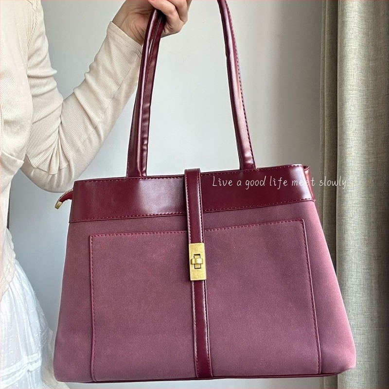 Női nagy kapacitású tote táska – retro stílus, vállon hordható