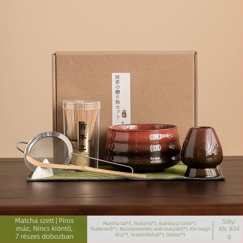 Japán kerámia mázolt matcha keverő készlet, hét darabos teáskészlet reggeli latte készítéséhez