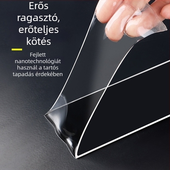 Nano kétoldalas ragasztószalag, akrilból, magas viszkozitású, átlátszó, mosható, vízálló, nyom nélkül