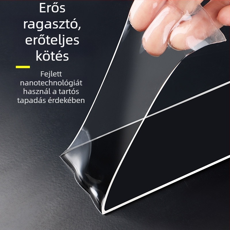 Nano kétoldalas ragasztószalag, akrilból, magas viszkozitású, átlátszó, mosható, vízálló, nyom nélkül