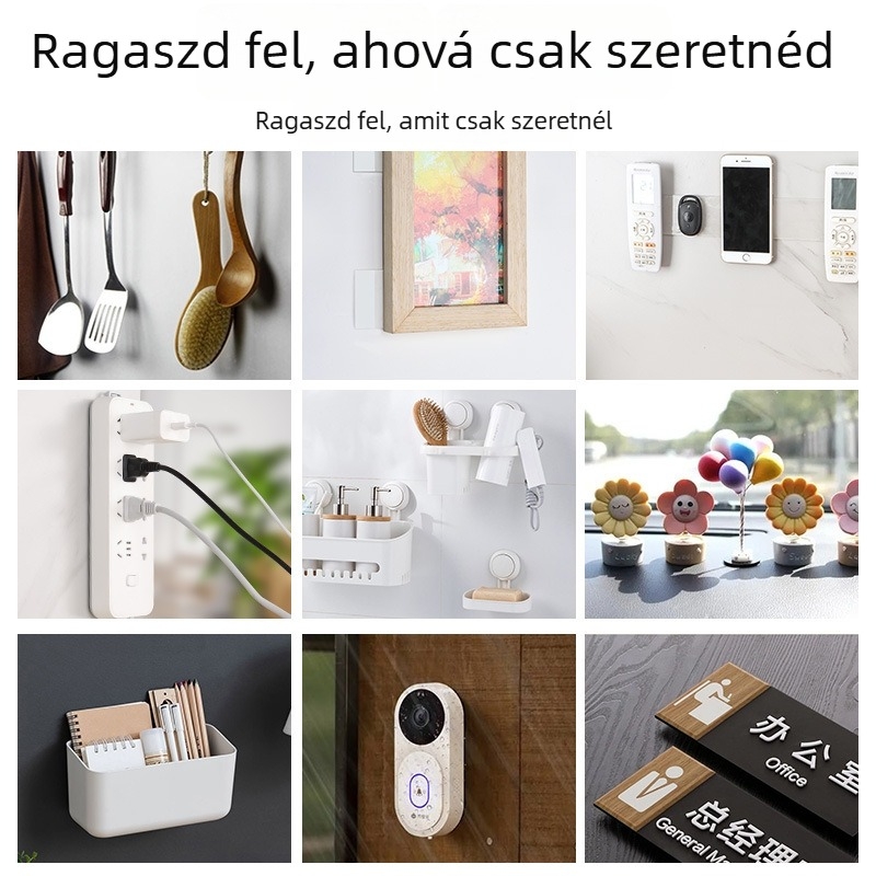 Nano kétoldalas ragasztószalag, akrilból, magas viszkozitású, átlátszó, mosható, vízálló, nyom nélkül