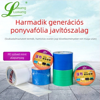 Kék-zöld átlátszó, nagy tapadóerővel rendelkező javító szalag ponyvákhoz, szövött PE anyaghoz
