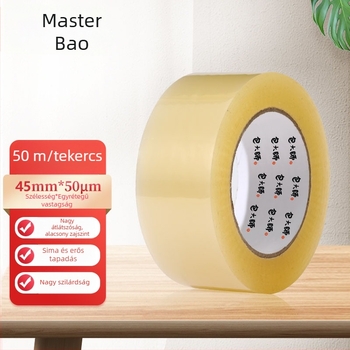 Master Bao Iroda számára átlátszó csomagoló szalag, 48 mm × 50 m, víz alapú ragasztóval